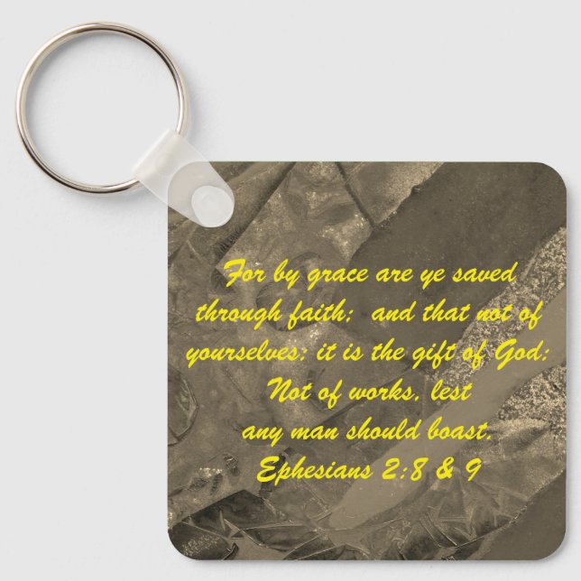 John 3:16 & Ephesianos 2:8 & 9 Chaveiro de verdade (Frente)