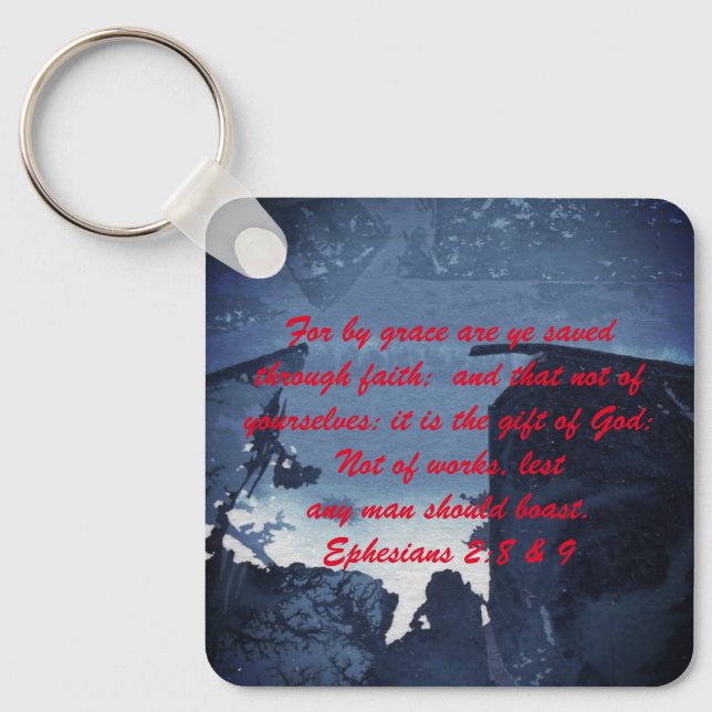 John 3:16 & Ephesianos 2:8 & 9 Chaveiro de verdade (Frente)