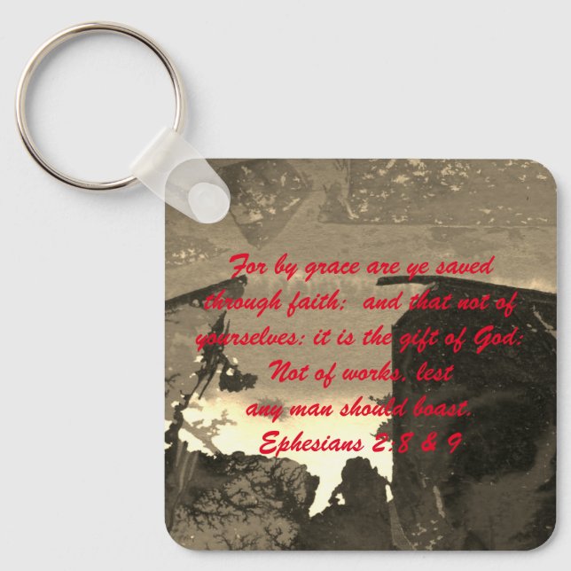 John 3:16 & Ephesianos 2:8 & 9 Chaveiro de verdade (Frente)