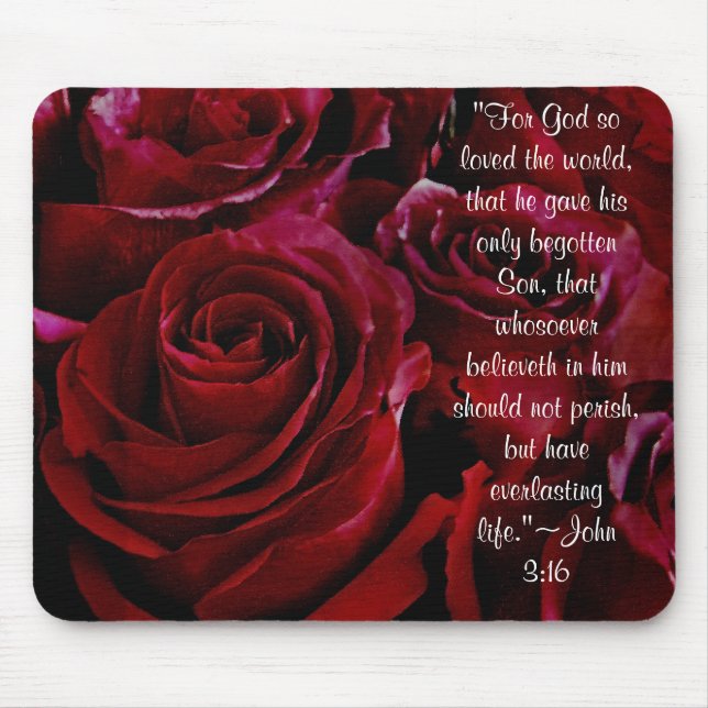 John 3:16 rosa vermelha mousepad (Frente)