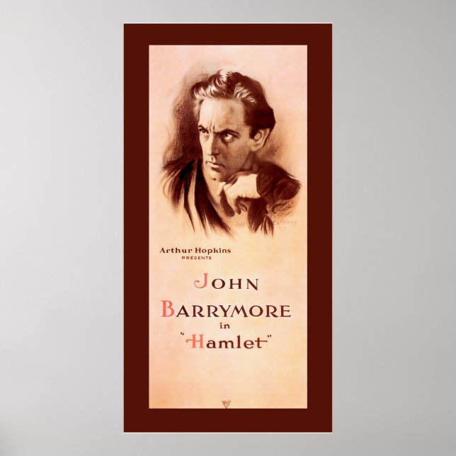 John Barrymore na Poster Hamlet Broadway 1922 (Frente)