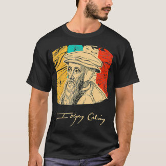 John Calvin Pastor Figura histórica da camisa retr