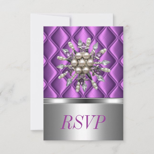 Joia de Cristal Roxo Rosa RSVP Prata (Frente)
