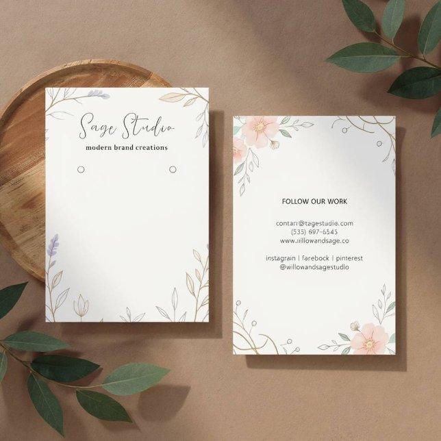 Joia de Exibição Personalizada Floral Moderna (Chic Floral Earring Stand)