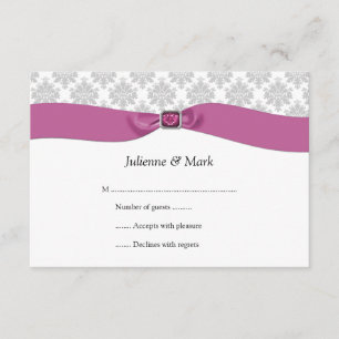 jóia RSVP da fita do rosa do damasco do branco