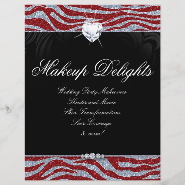 Joias de São Valentim Flyer Salão de Cabelo Zebra  (Frente)