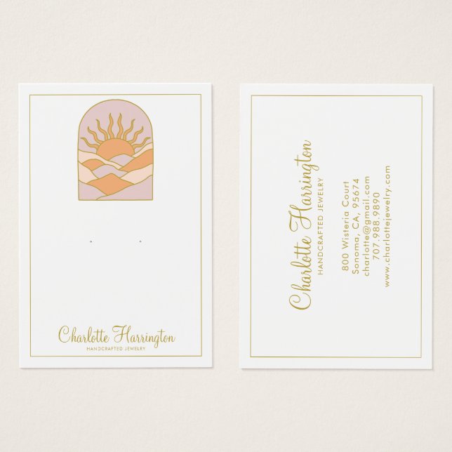 Joias Douradas de Orelha Rosa Sunrise (Frente & Verso)