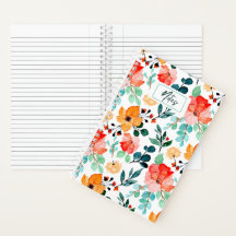 Joli Carnet de notes Motif Floral Coloré Aquarelle