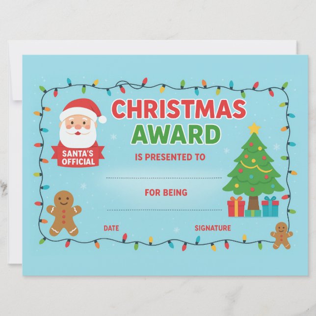 Jolly Lights Christmas Award Certificate (Frente)