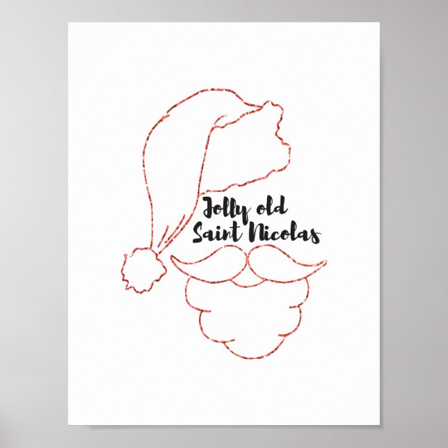 Jolly Old Santo Nicolas Red Glitter Poster (Frente)