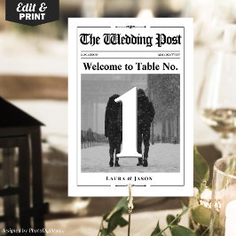 Jornal de Casamento com Cartão de Número de Tabela