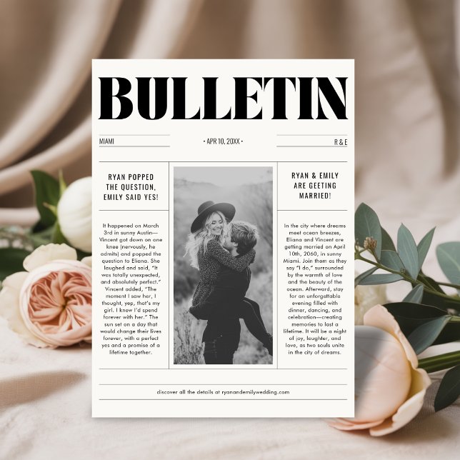 Jornal de casamento moderno Salve o Cartão com fot (Criador carregado)