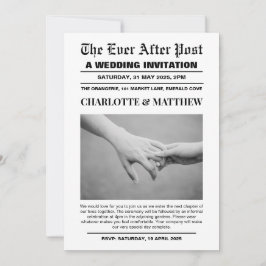 Jornal de primeira página do convite para casament