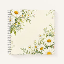 Jornal Floral de Jardim de Margaridas em Aquarela