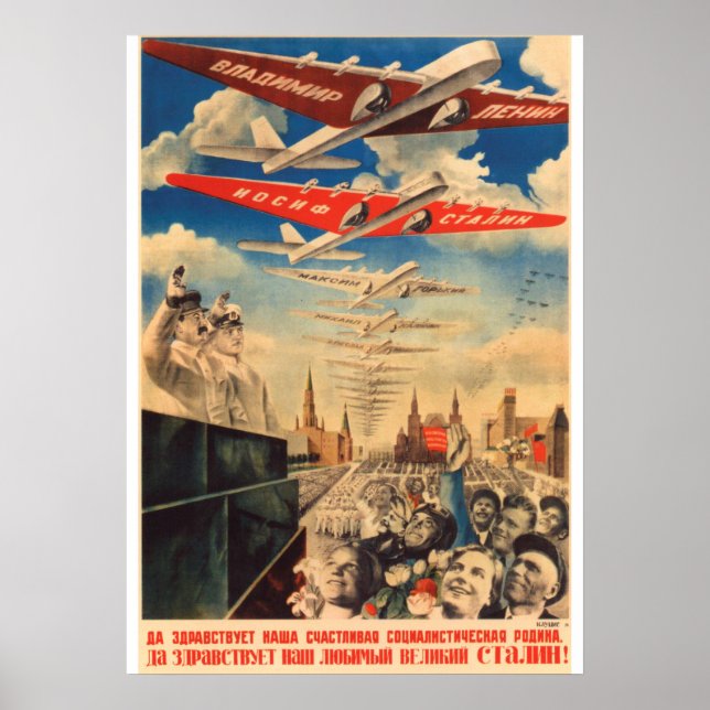 Joseph Stalin poster de propaganda soviética (Frente)