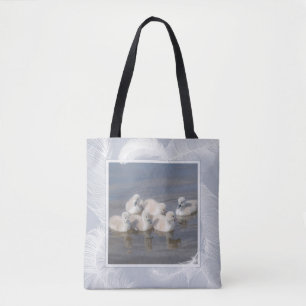 Jovem Cygnet Swans & Feather Blue Bolsa