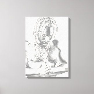 Jovem Na Canvas Preta Impressão