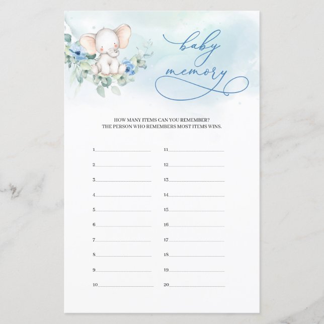 Jovens Elefantes Eucalyptus Jogo Memória do Bebê (Frente)