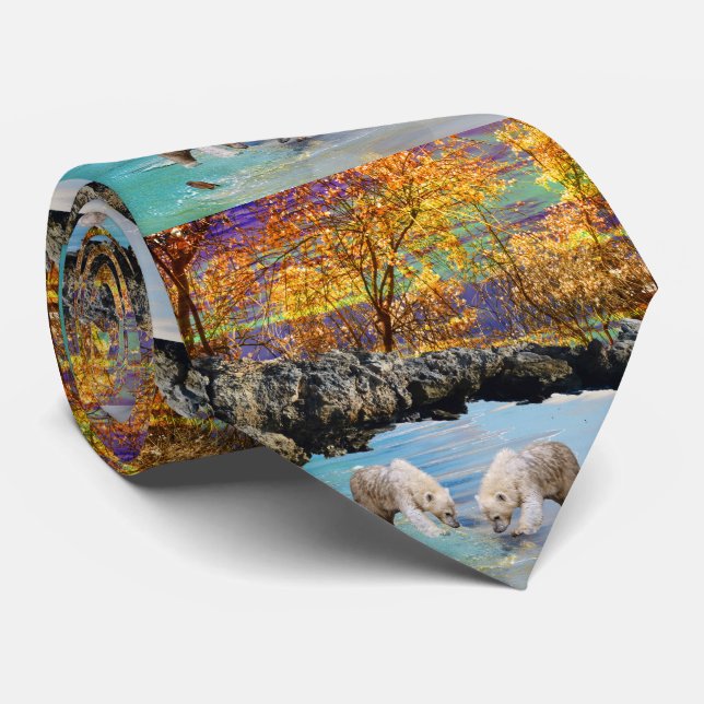 Jovens Ursos Polares A Pescar, Gravata De Pescoço (Rolled)