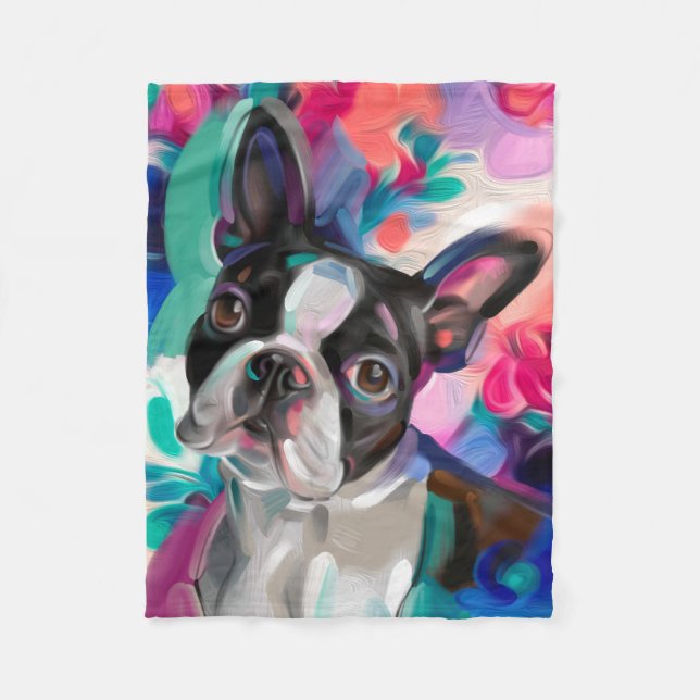 "Joy" Boston Terrier Dog Art, cobertor de artigos (Frente)