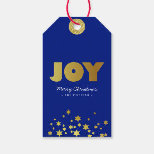 Joy   Botas Etiquetas de Presente Azuis e Douradas