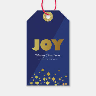 Joy   Botas Etiquetas de Presente Azuis e Douradas