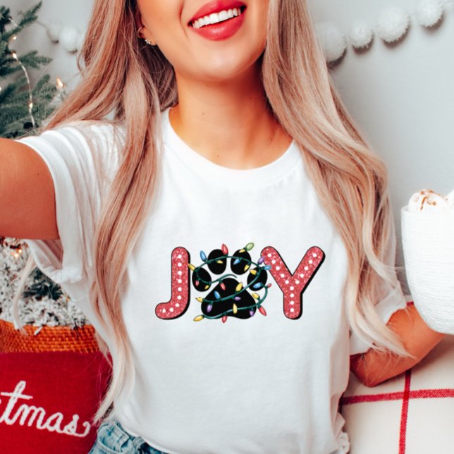 Joy Christmas Paw Print T-Shirt (Criador carregado)