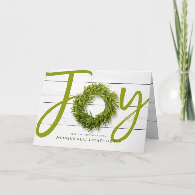 Joy e Foliage Wreath na Madeira | Cartões de natal (Frente)