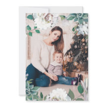 Joy Floral Cartão com fotos Duplo de Natal