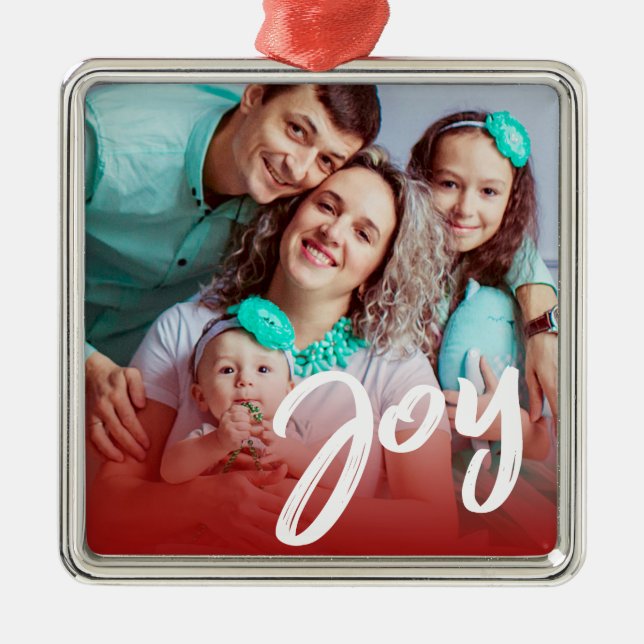Joy | Foto personalizada | Ornamento cerâmico de N (Frente)