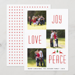 Joy Love Peace vermelho, Cartões de foto de Natal