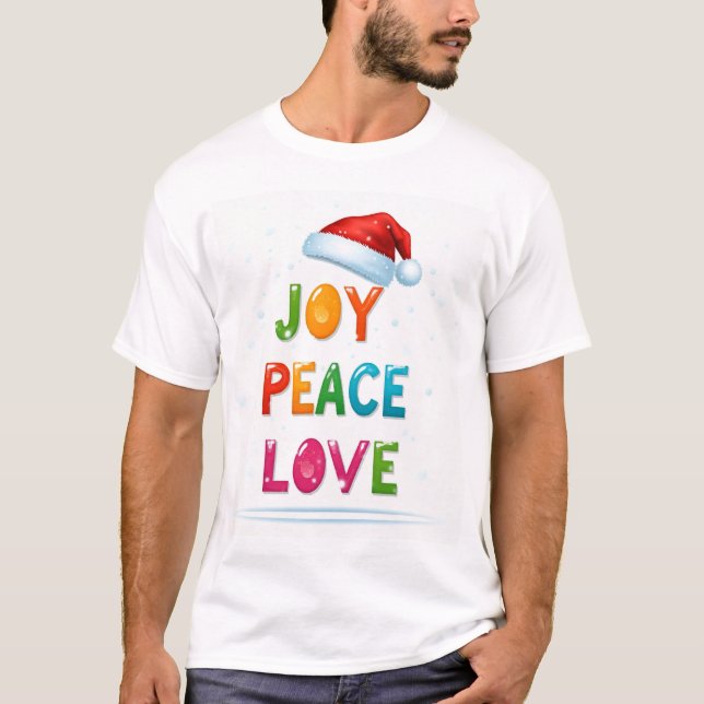"Joy, Peace, Love Christmas Men's T-Shirt (Frente)