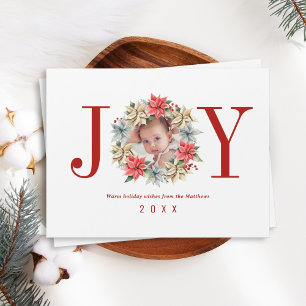 Joy Poinsettia Wreath com Picture Magnetic Card