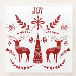 Joy Red Scandinavian Folk Art Reindeer de Natal