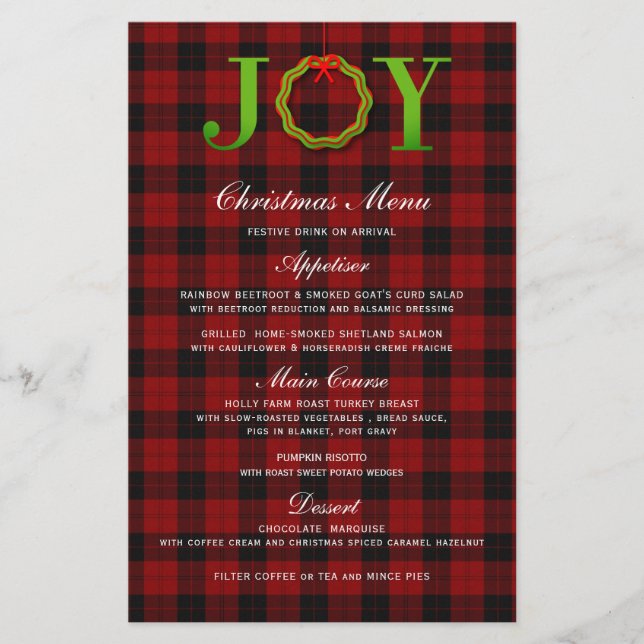 JOY TARTAN CHRISTMAS WREATH | MENU NATAL (Frente)