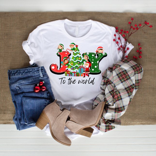 Joy The world Christmas T-shirt Elves Tree (Criador carregado)
