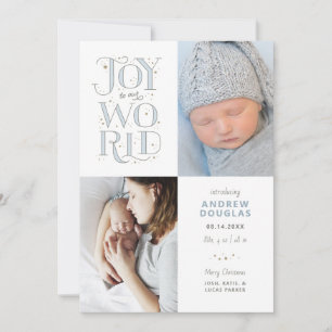 Joy to Our World Hand Lettered Birth Anúncio
