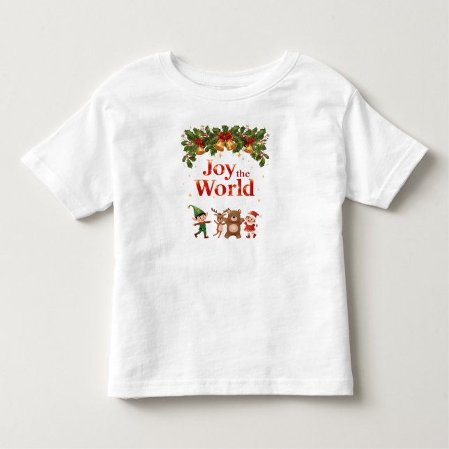 Joy to the World Cute Kids Christmas T-Shirt (Frente)