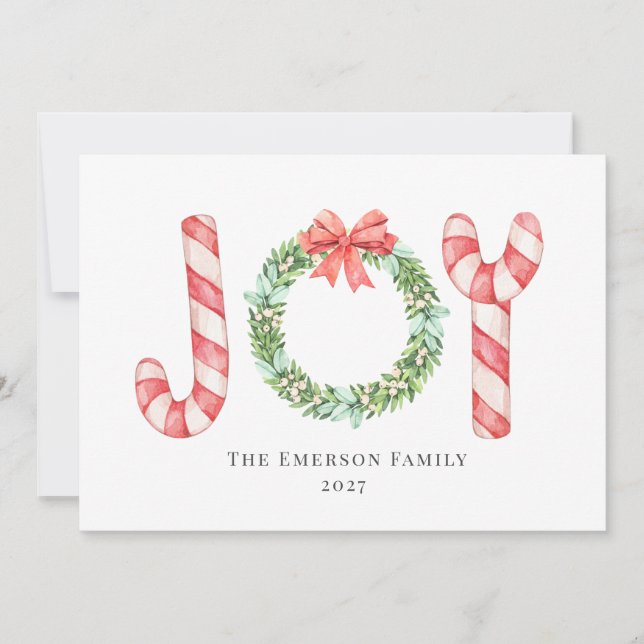 Joy Watercolor Candy Canes e Wreath Greenery (Frente)