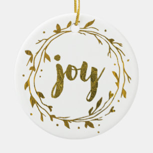 Joy Wreath Dourado Ornamento Familiar de Natal