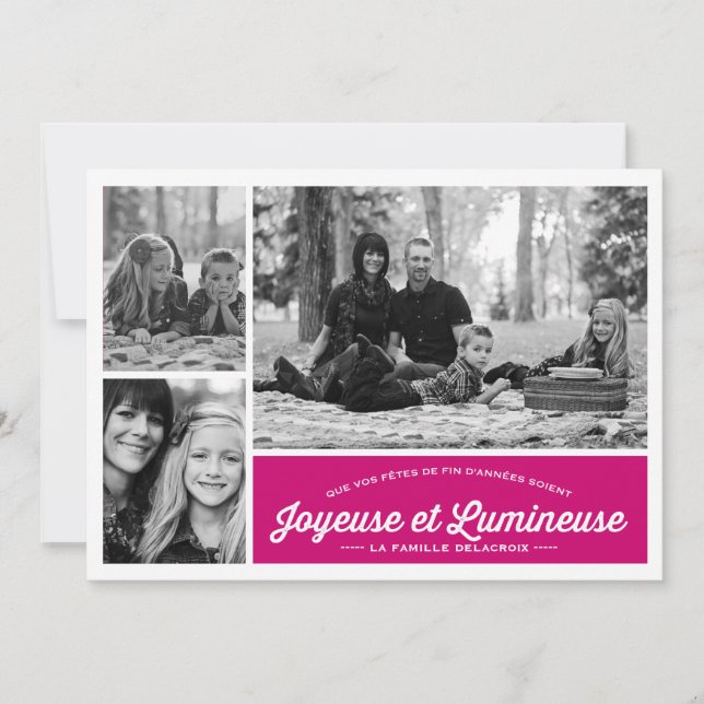 Joyeuse et Lumineuse 3 carte de foto de férias (Frente)
