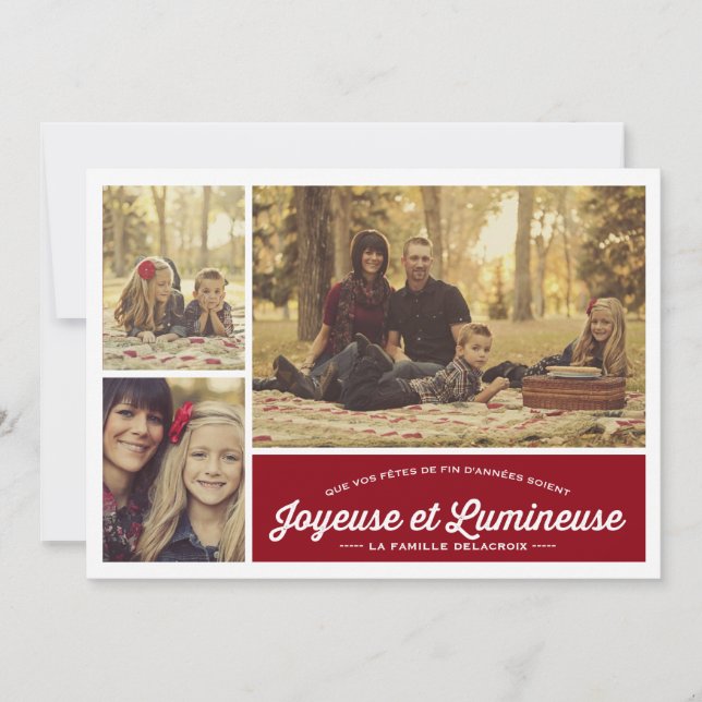 Joyeuse et Lumineuse 3 carte de foto de férias (Frente)