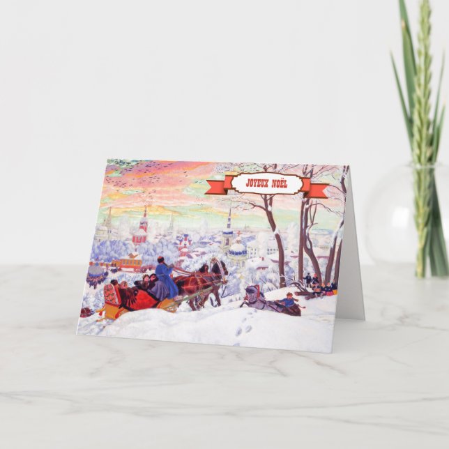 Joyeux Noël. Cartões de Natal em francês (Frente)