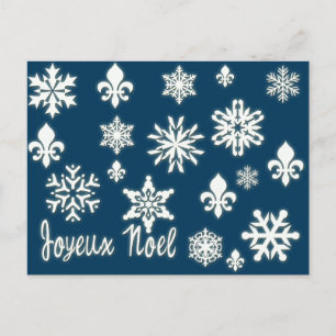 Joyeux Noel com placas Snowflakes, Cartões postais