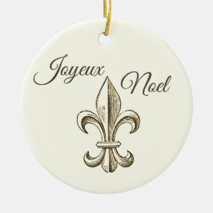 Joyeux Noel Fleur de lis Enfeites de natal