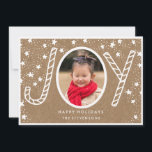 Joyful Candy Cane | Cartão de Férias Rustic Kraft<br><div class="desc">Joyful Candy Cane | Cartão de Férias Rustic Kraft</div>