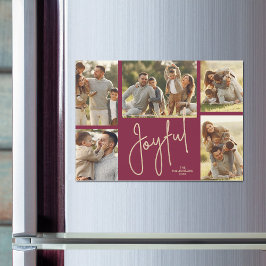 JOYFUL Christmas Photo Collage Magnetic Cards
