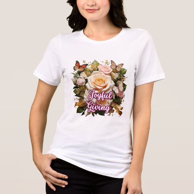 Joyful Giving — Inspirational Typography T-Shirt (Frente)