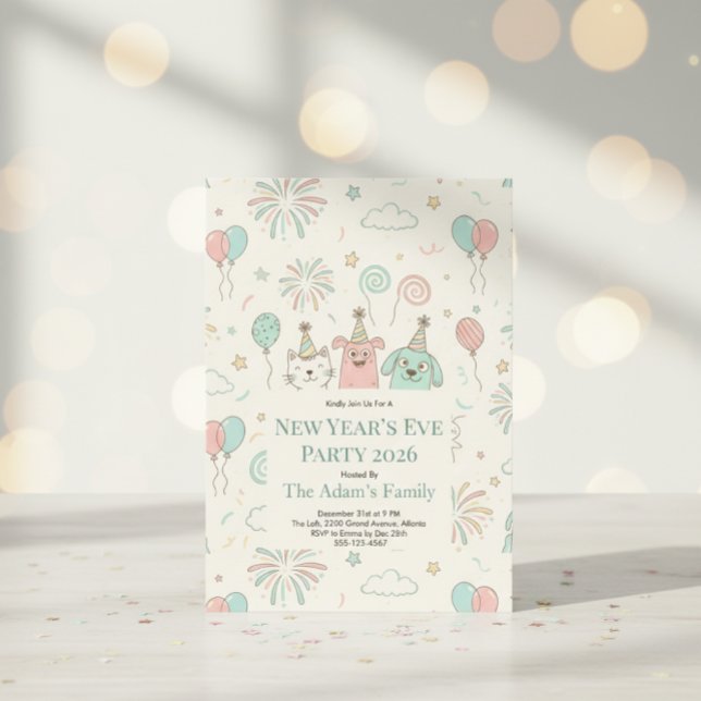 Joyful New Year’s Eve Party 2026 Invitation (Criador carregado)
