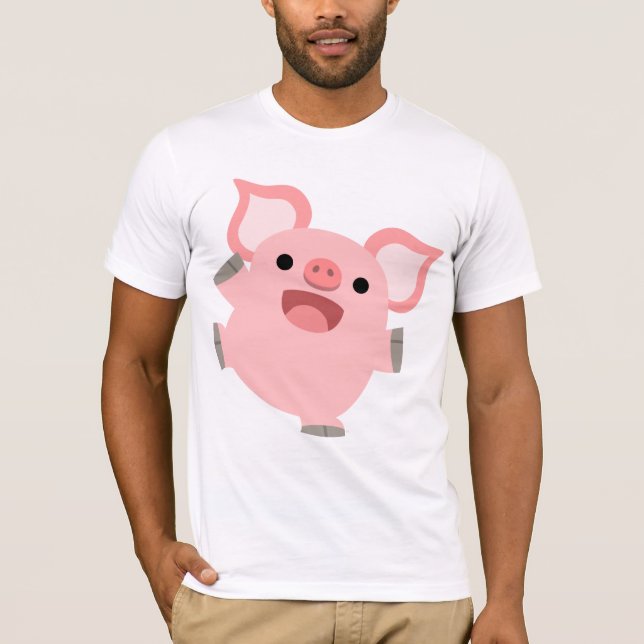 Joyous Cartoon Pig T-Shirt (Frente)